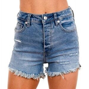 Free People x We The Free CRVY Vintage High Rise Denim Distressed Jean Shorts